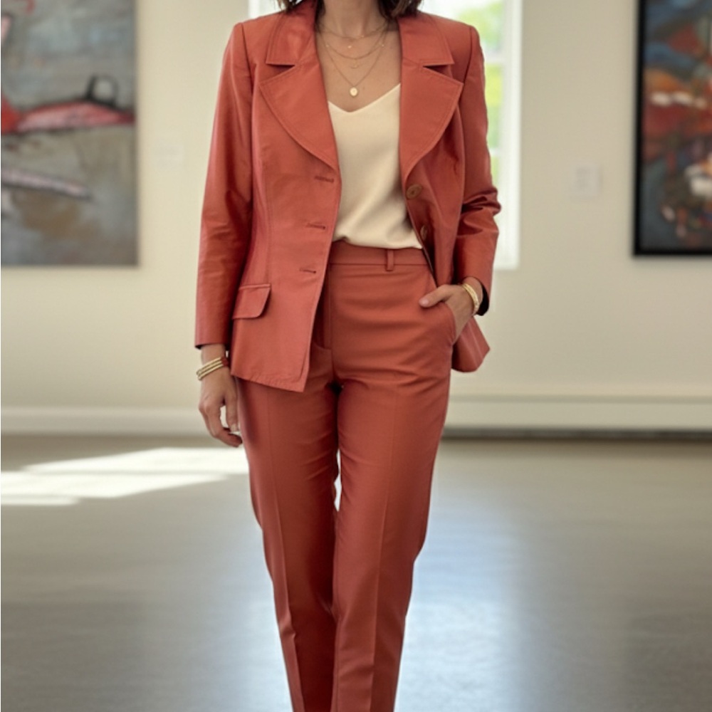 ✨ VINTAGE Pilar Rossi Coral Satin Blazer size 10